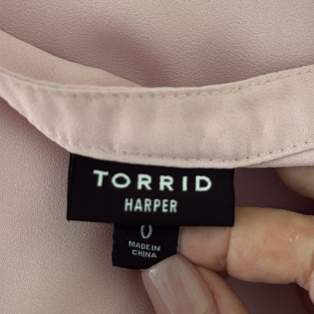 Torrid 0 Harper pink top Xlarge pastel softgirl low key luxe romantic spring - Picture 8 of 9